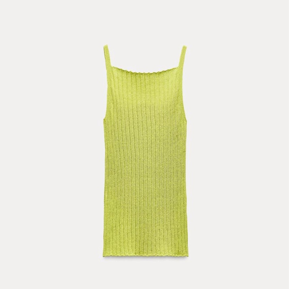 NWT - Zara Lime Green Ribbed Knit Tank Top